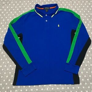 Polo by Ralph Lauren Polo Shirt Youth Large (14-16) Blue Color Blocked Long Slve